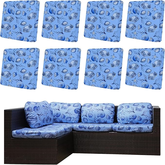 Cushion Covers 8 Pack, Stretch Fit Outdoor Patio Cushion Slipcovers