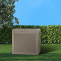 Deck Box, 31 Gallon Grey Resin Storage Bin with Padlock Loops