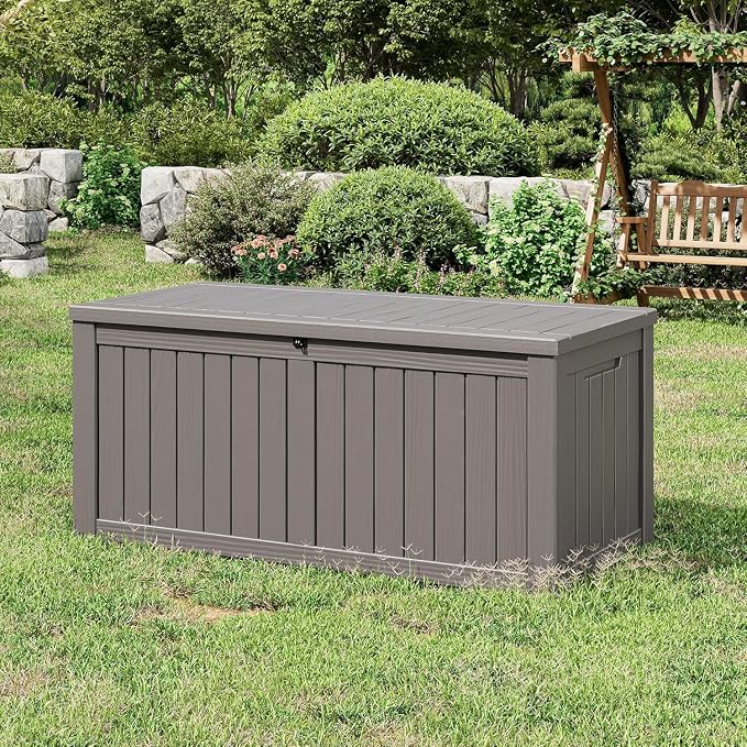 NUNU LAB 180 Gallon Outdoor Storage Box, Resin Large Sturdy Deck Box, Backyard - Image 2