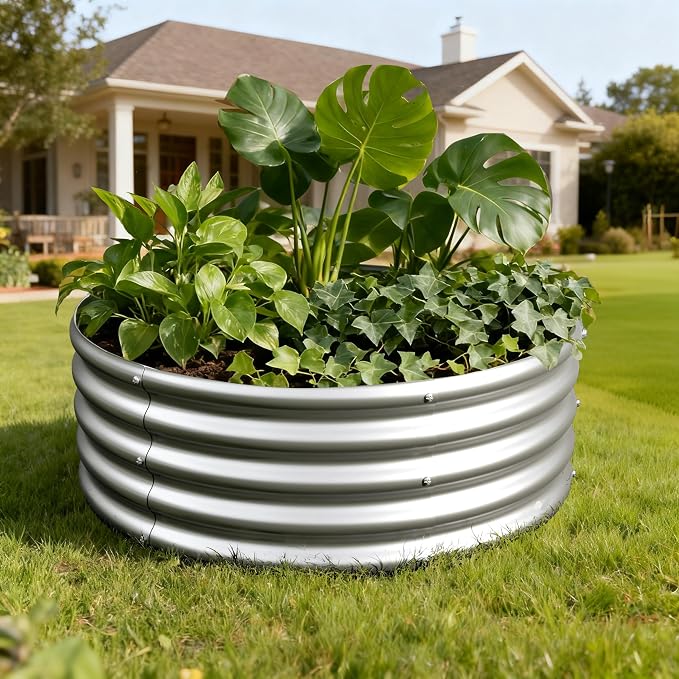 3PCS 3x3x1FT Galvanized Raised Garden Bed Kit, Vegetable Boxes-Round Metal - Image 5