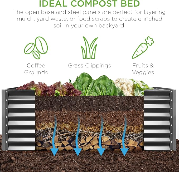 Best Choice Products 8x4x2ft Outdoor Metal Raised Garden Bed, Deep Root Planter - Image 4