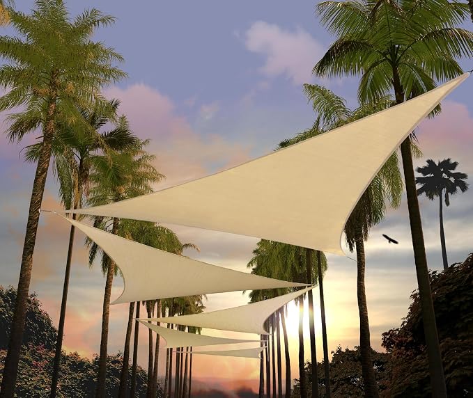 Amgo Custom Size 11' x 11' x 11' Beige Triangle Sun Shade Sail Order to Make by Amgo