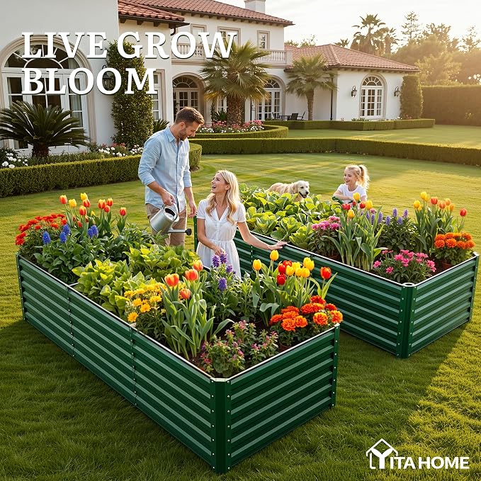 YITAHOME 4pcs 8x4x2 ft Galvanized Raised Garden Bed Kit, Large Metal Planter Box - Image 3