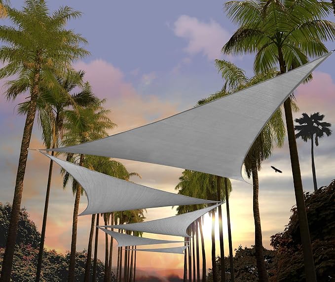 Amgo 22' x 22' x 22' Grey Triangle Sun Shade Sail Outdoor Canopy Awning UPF50+ by Amgo