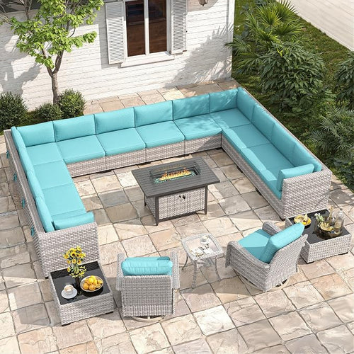 14-Seat Outdoor Wicker Patio Furniture Set by MASIONBACKYARDS