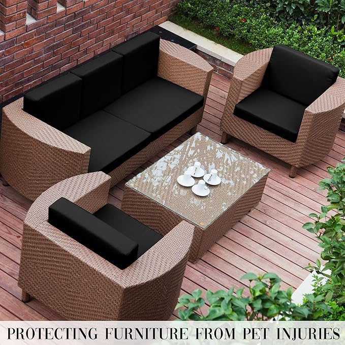 Cushion Covers Stretch Outdoor Patio Slipcover Set, Black Navy Red