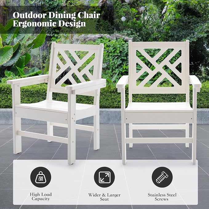HDPE Dining Table Set for 6, 7-Piece Outdoor Table and Chairs Include 6 Dining - Image 5