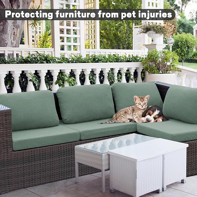 Cushion Covers, 8-Pack Stretch Outdoor Slipcovers in Matcha Green