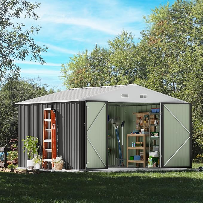 Devoko 10 x 8 FT Outdoor Storage Shed, Metal Garden Sheds & Outdoor Storage - Image 3