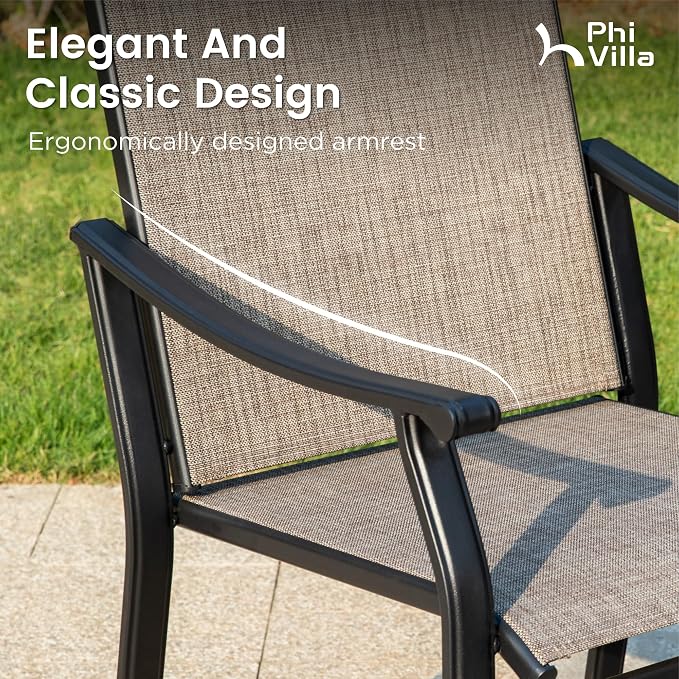PHI VILLA 5 pcs Patio Dining Table and Chairs, Textilene Dining Chairs Sturdy - Image 2