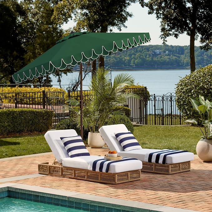 SAFAVIEH 9ft Outdoor Patio Umbrella, Dark Green, Auto Crank Tilt, UV Resistant - Image 7