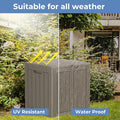 Deck Box, 35 Gallon Grey Resin Lockable Outdoor Storage Bench