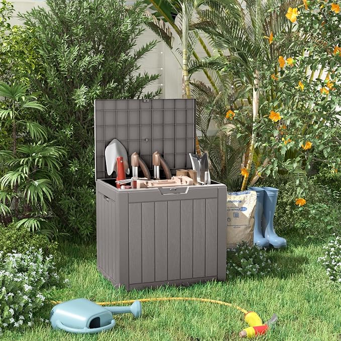 31 Gallon Resin Deck Box, Lockable Patio Outdoor Storage Box - Image 5