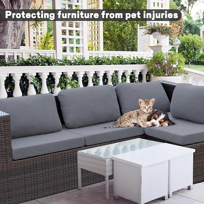 Cushion Covers, 8 Pack Green Elastic Patio Slipcovers, Fade-Resistant
