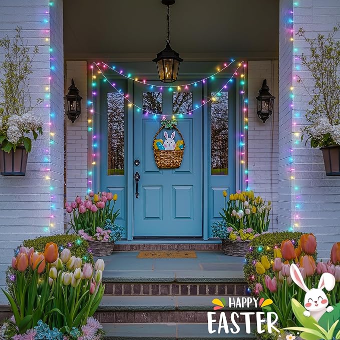 String Lights 168ft 600 LED Multicolor Easter Lights with Remote