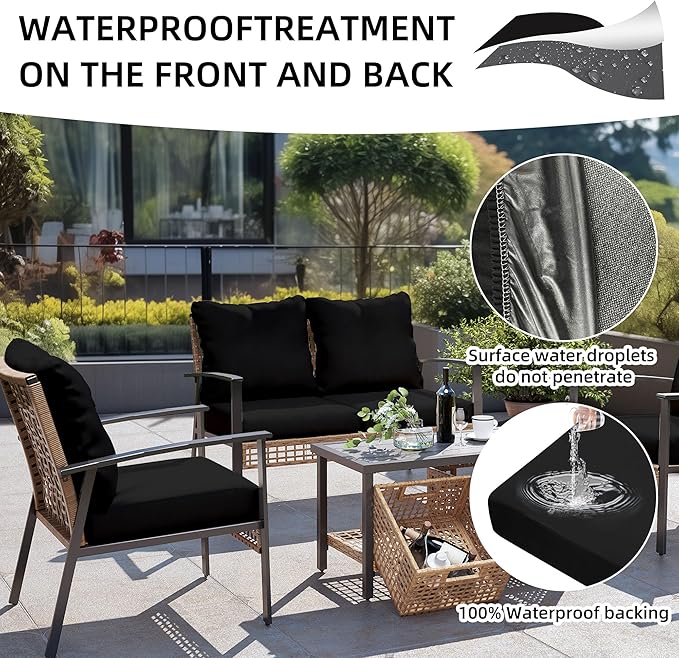 Cushion Covers – 12 Pack Black Stretch Fit Patio Slipcovers