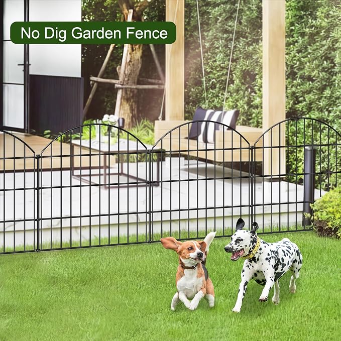 Metal Garden Fence 28in x 18.7ft, 8 Panels + 9 Stakes Dog Fence Border Fence - Image 2