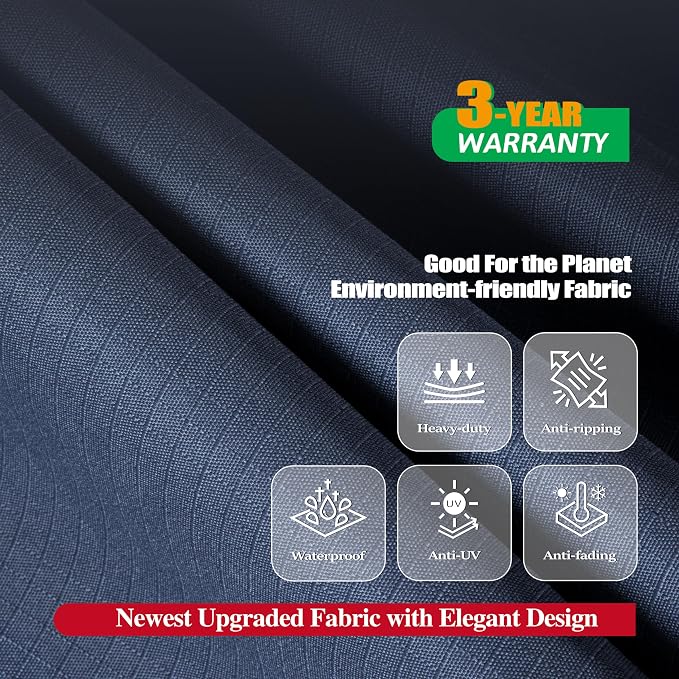 Patio Furniture Set Cover, Grey Waterproof Anti-UV Rip-Stop, 126x83 Inch