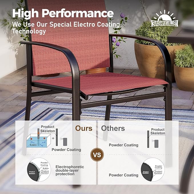 Patio Dining Set 9 PCS, 8 Stable Outdoor Dining Chairs - Image 4