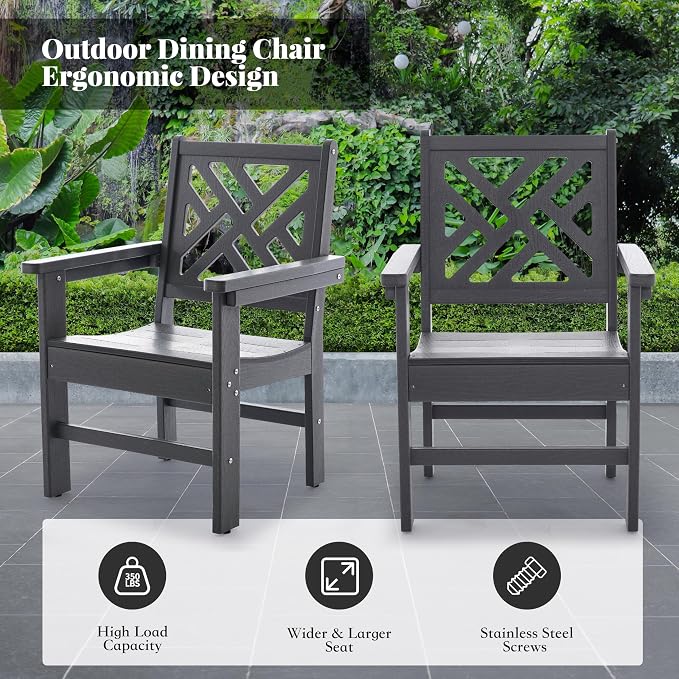 HDPE Dining Table Set for 8, 10-Piece Outdoor Table and Chairs Include 8 Dining - Image 5