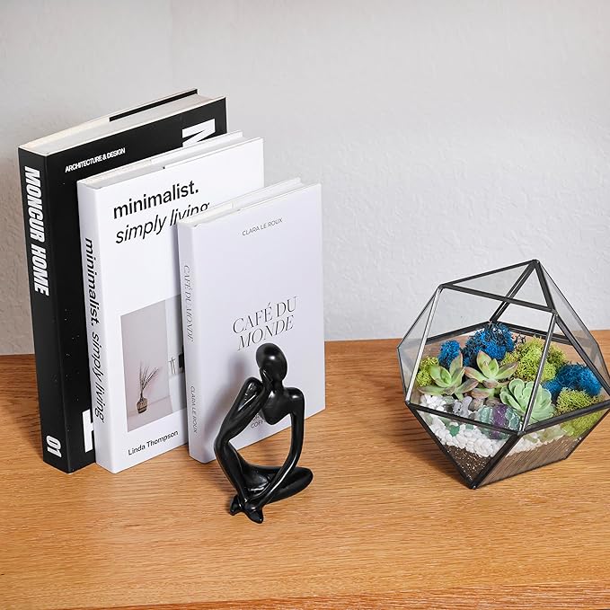 Terrarium Kit with 7-Inch Geometric Glass Dodecahedron, Moss and Crystals