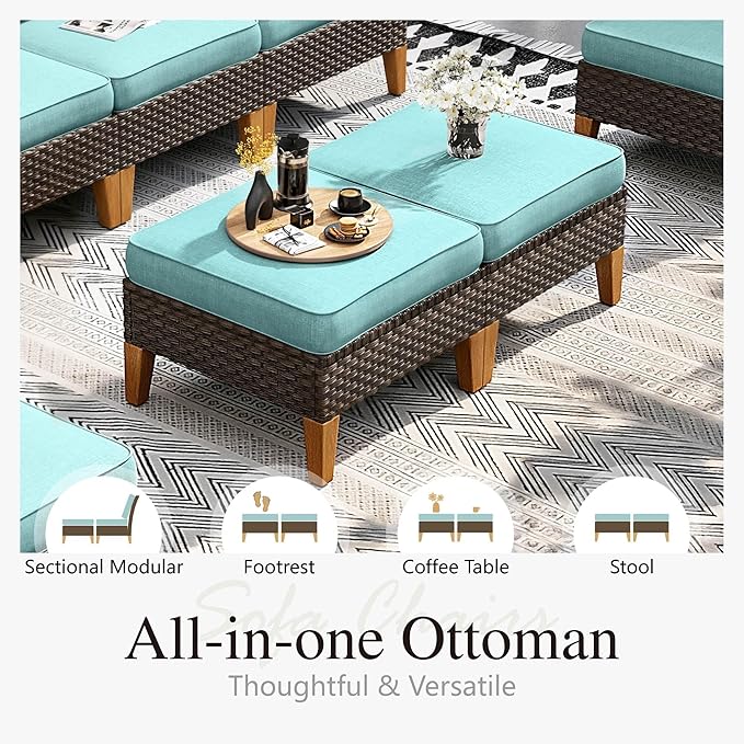 Sophia & William Patio Furniture Set, 10 Piece Half Moon Outdoor Wicker - Image 6
