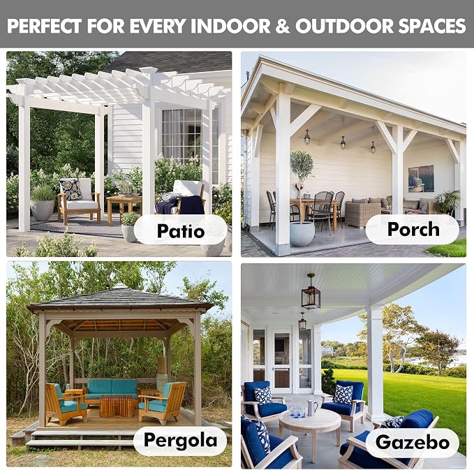 HolidayIdeas Outdoor Curtains for Patio Waterproof-4 Panels Linen Gazebo - Image 6