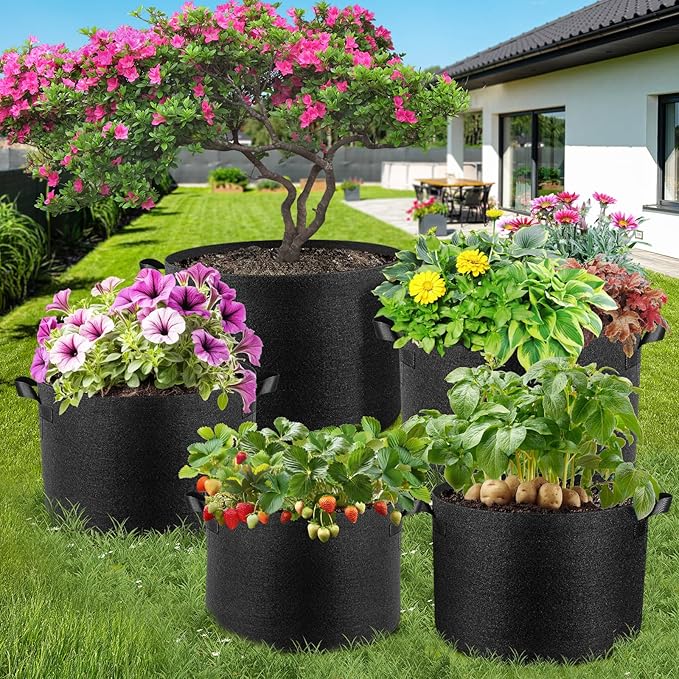 5 Pack 25 Gallon Grow Bags, Thickened Nonwoven Fabric Planter Pots - Image 7
