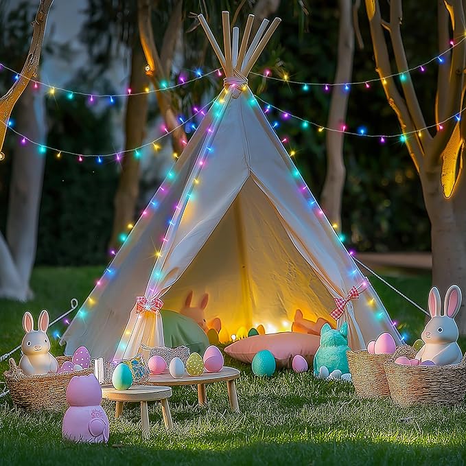 String Lights 168ft 600 LED Multicolor Easter Lights with Remote