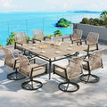 Patio Dining Set 9 Piece, 8 x Woven Rattan Swivel Chairs by SUNSHINEVALLEY