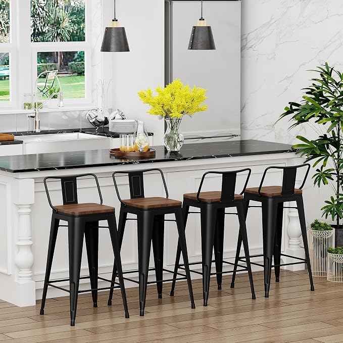 Yongchuang 30 inch Bar Stools Set of 4 Bar Height Metal Barstools - Image 4