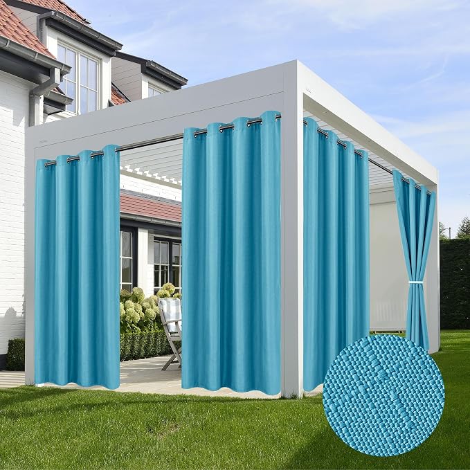HolidayIdeas 4 Panels Flax Linen Outdoor Curtains by HolidayIdeas