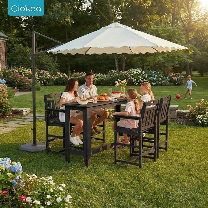 Ciokea Outdoor Bar Height Table Set of 5, Heavy-Duty All-Weather HDPE Patio Bar - Image 2