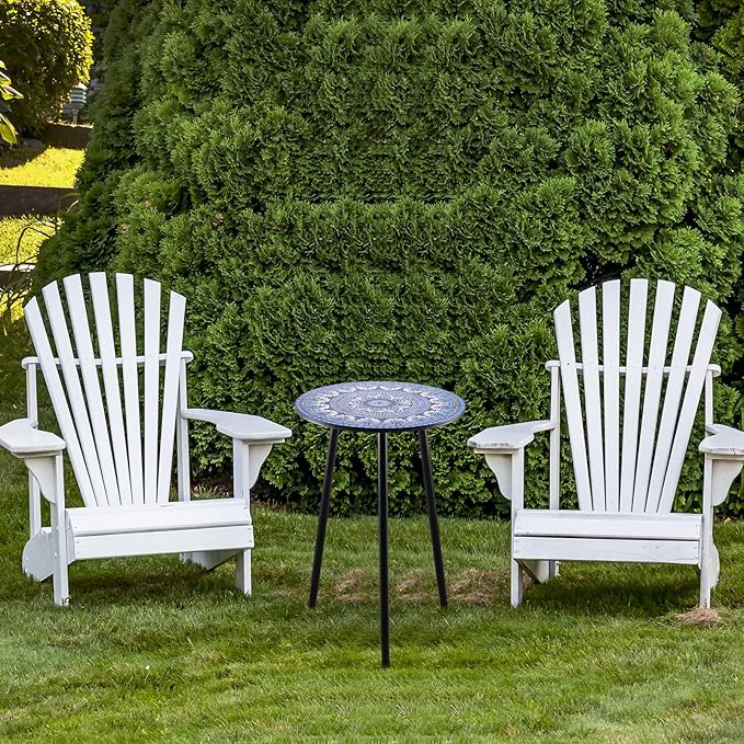 Metal Outdoor Side Tables Set of Two Small Outside Round End Table - Image 8