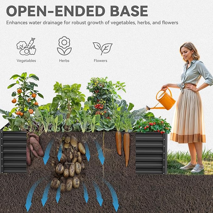 YITAHOME 8x4x2 ft 2pcs Galvanized Raised Garden Bed Kit, Large Metal Planter Box - Image 4