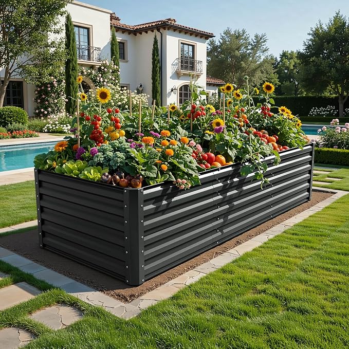 YITAHOME 96x48x24 in Galvanized Raised Garden Bed Kit, Large Metal Planter Box by YITAHOME