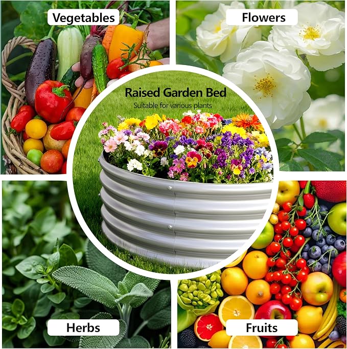 2PCS 12x2x1FT Galvanized Raised Garden Bed Kit, Vegetable Boxes-Oval Metal - Image 4