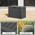 Deck Box 45 Gallon Resin Storage Bench with Lockable Lid, Striped Black
