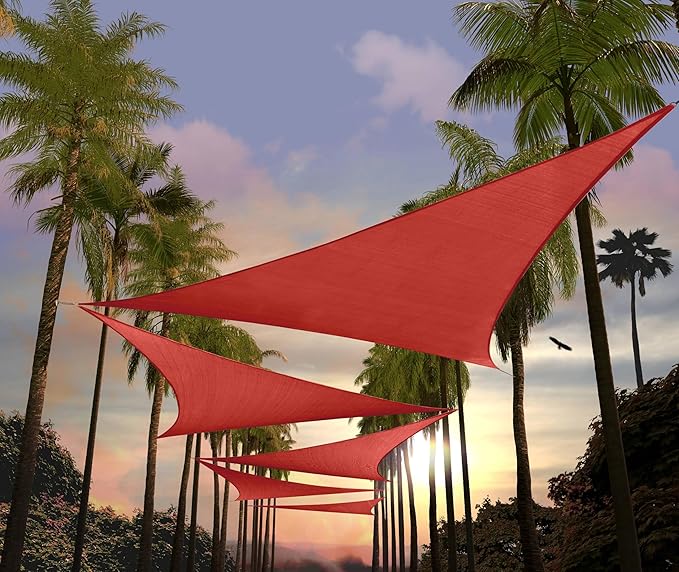 Amgo Custom Size 21' x 21' x 21' Red Triangle Sun Shade Sail Order to Make by Amgo