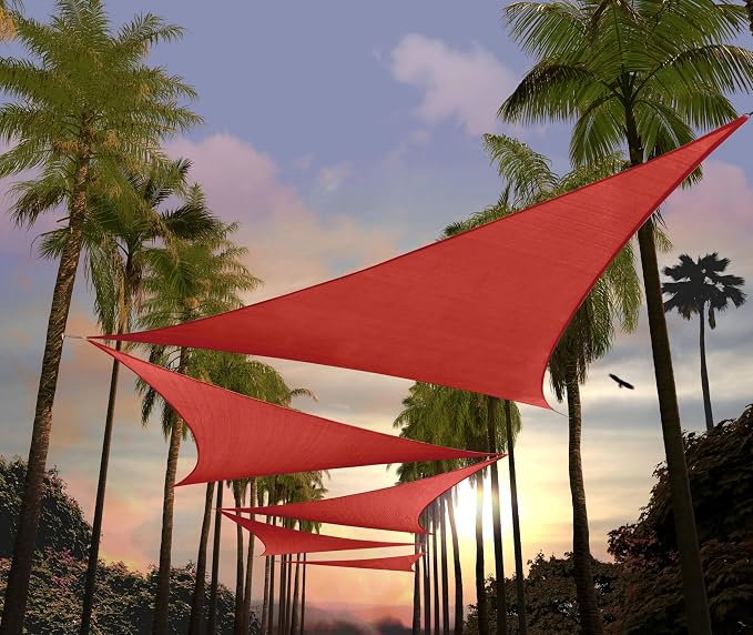 Amgo Custom Size 7' x 7' x 7' Red Triangle Sun Shade Sail UPF50+ AGTAPRT12 by Amgo