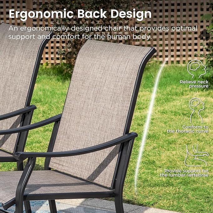 PHI VILLA 5 pcs Patio Dining Table and Chairs, Textilene Dining Chairs Sturdy - Image 5