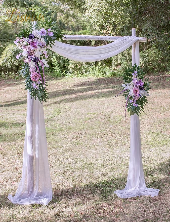 Artificial Flowers Swag Set, Purple Dahlia and Rose, 40 x 14 Inch