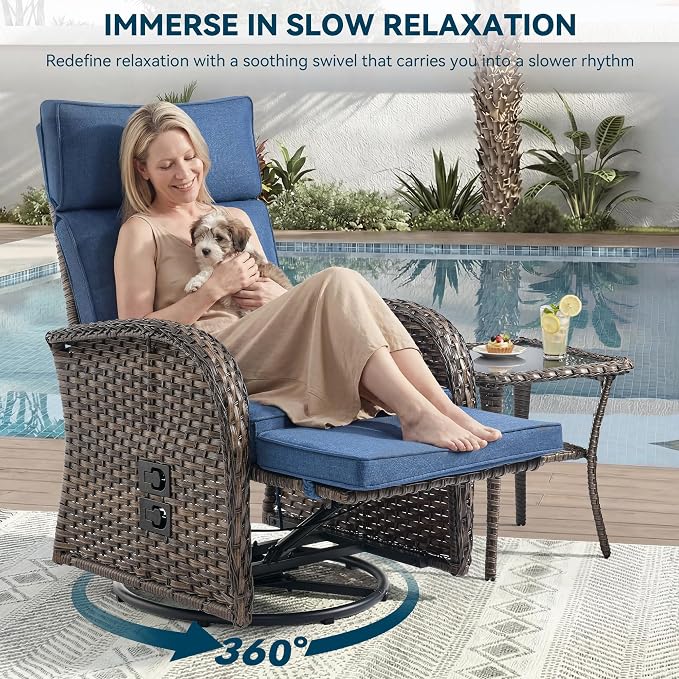 Zero Gravity Patio Swivel Rocking Recliner Chairs Set of 2 - Image 4