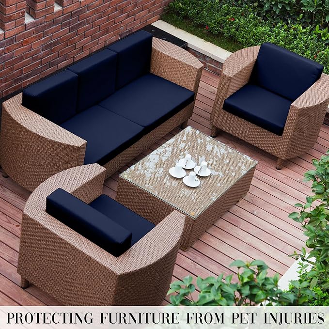 Sofa Covers, 12-Piece Stretch Outdoor Cushion Set in Navy Blue