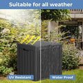 Deck Box, 35 Gallon Black Resin Outdoor Storage Bin with Lock
