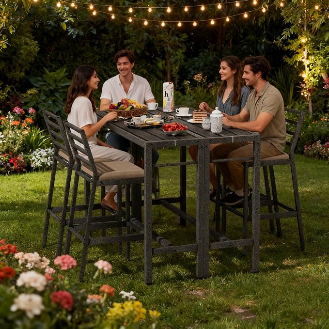 Outdoor Patio Bar Table, Metal Pub Height Bistro Deske - Image 8