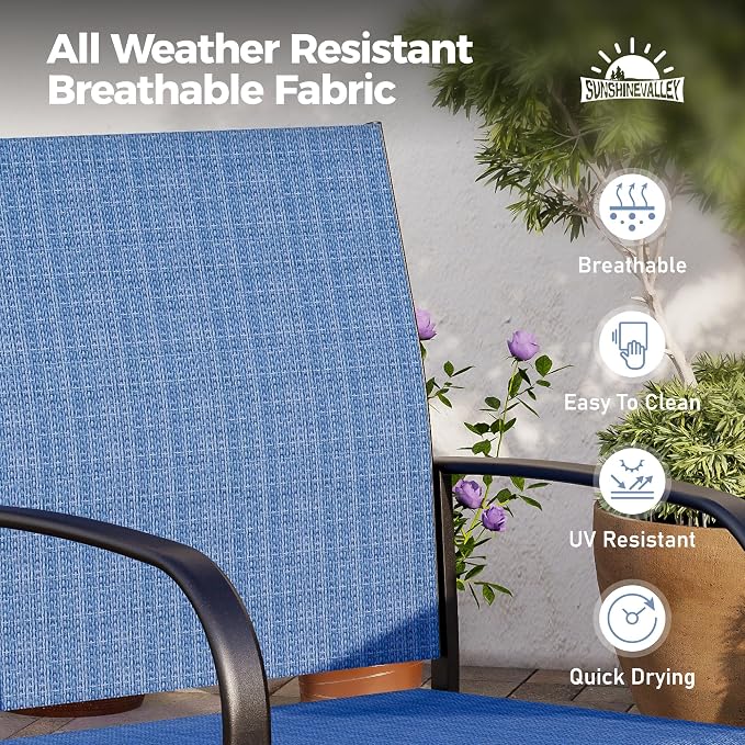 Patio Dining Set for 8, 8 x Stable Dining Chairs, Outdoor Table and Chairs Set - Image 2