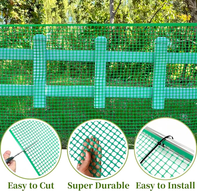 Garden Netting, Green HDPE Mesh Fence, 15.7 x 240 Inch