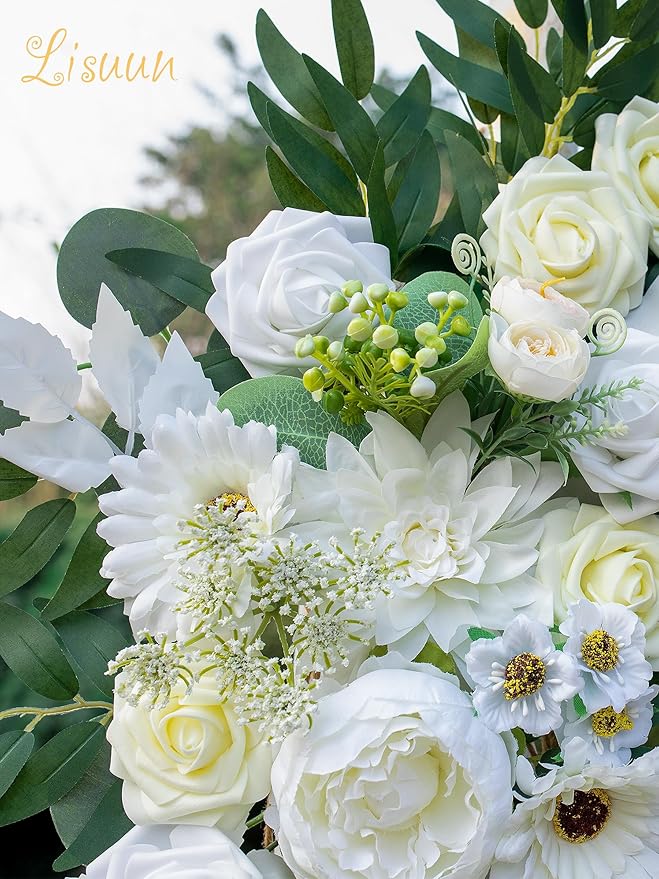 Artificial Flowers Swag Set, Ivory White Silk Wedding Arch Decor