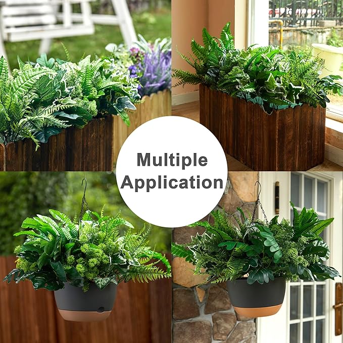 Artificial Greenery Plants Set, 14 Pieces, 11 Varieties, UV-Resistant Outdoor